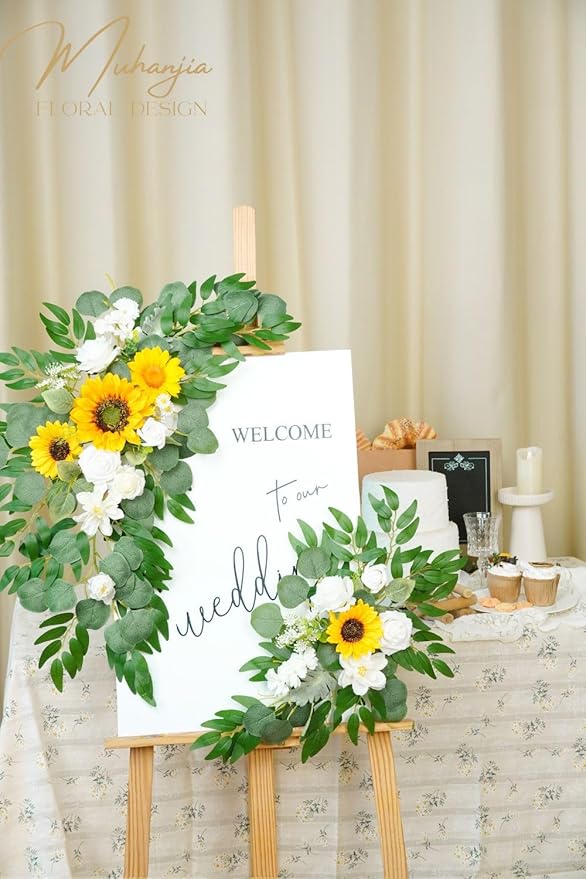 Wedding Sign Faux Flower Swag for Ceremony Party Reception Entrance Floral - Image 9