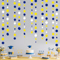 46Ft Navy Blue and Yellow Circle Dots Garland Royal Blue Yellow White Hanging by pinkblume