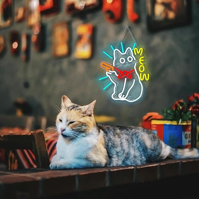 MEOW Cat Neon Sign, Cute LED Wall Light - Image 2