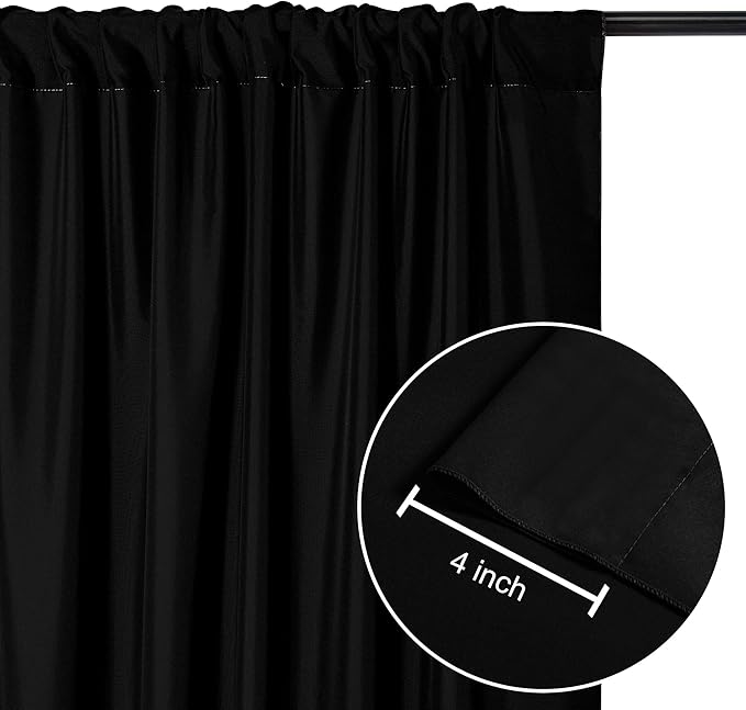DWCN 10x7 FT Black Backdrop Curtains - Image 3