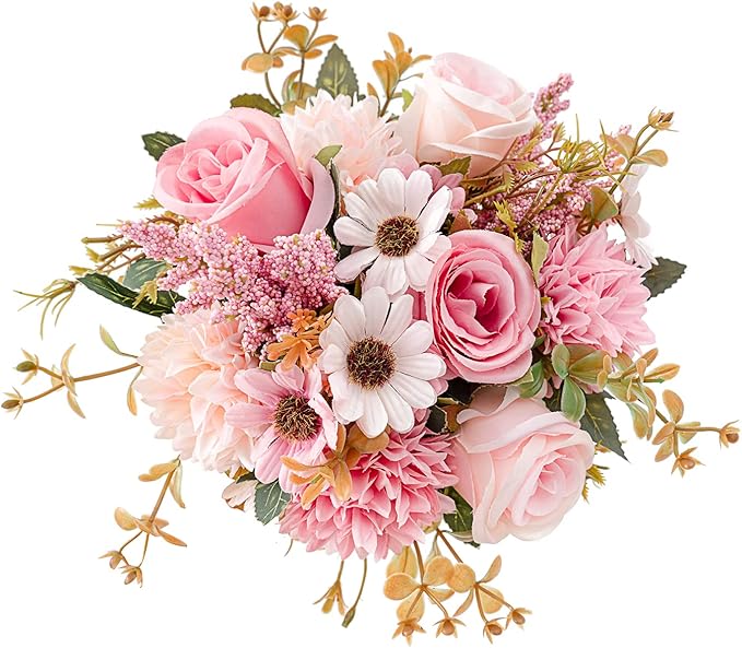 Epicpetal Fake Flowers in Vase, Artificial Pink Flowers in Vase - Image 5