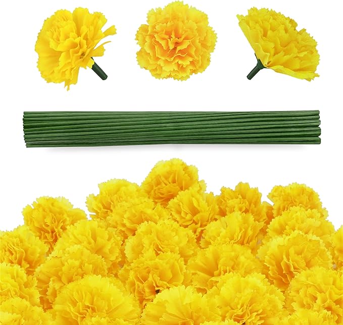 30 Pcs Artificial Marigold Flowers, Indian Wedding, DIY Wreath Garland by GOMALL