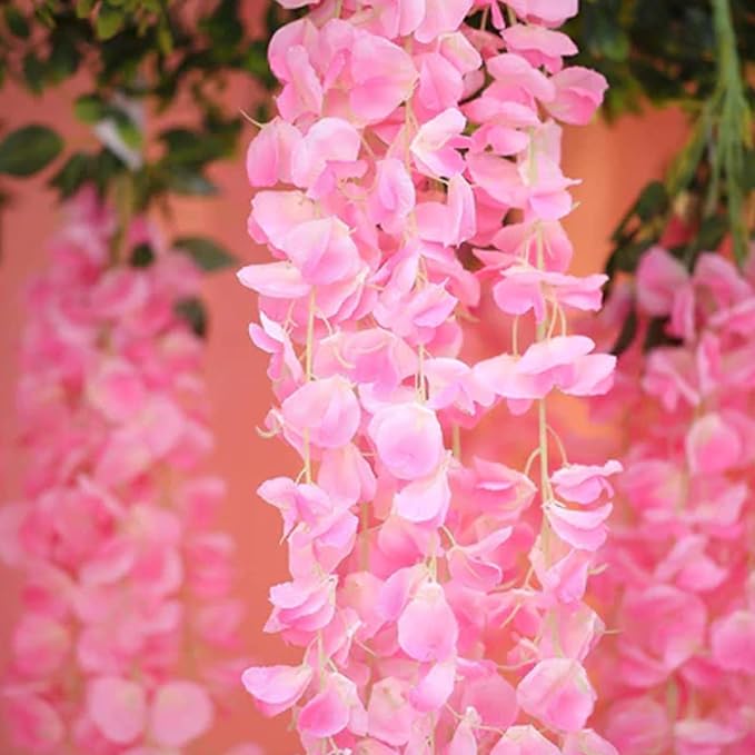 24 Pack Dark Pink Wisteria Hanging Flowers Garland, 3.77 Feet Artificial Flower - Image 6
