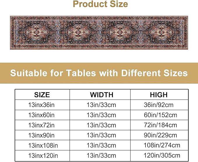 Vintage Boho Floral Table Runner, Rustic Country Farmhouse Black Bohemia Flower - Image 2