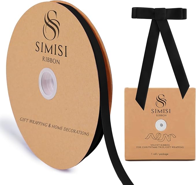 Black Velvet Ribbon 3/8'' 25 Yards by SIMISIRIBBON