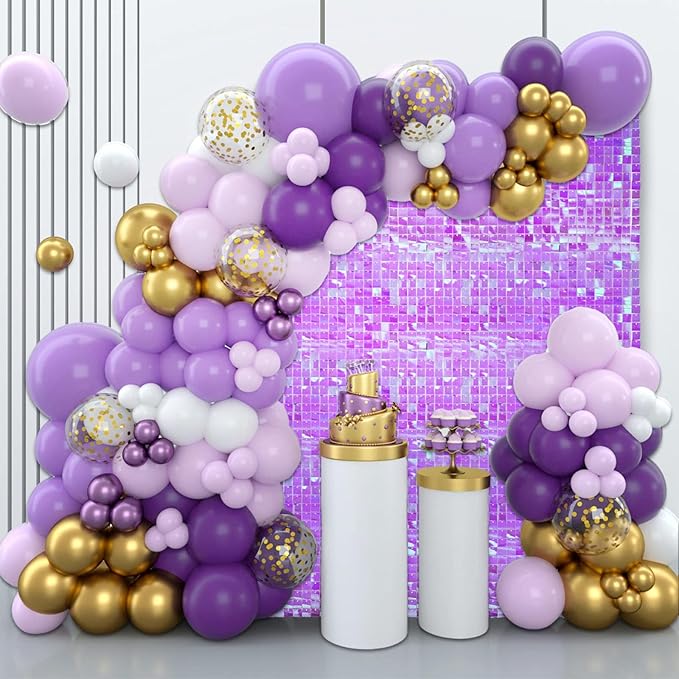 24PCS Colorful Purple Shimmer Wall Backdrop, Square Sequin Photo Backdrops Panel - Image 4