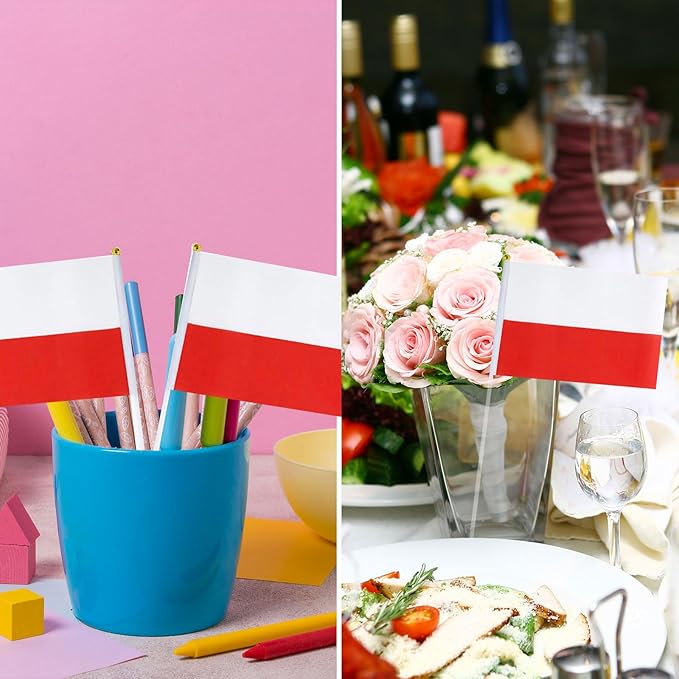 Poland Flag Polish Flag, Small Mini Handheld Poland Flags on Stick - Image 5