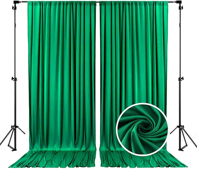 10 x 7 Feet Hunter Green Backdrop Curtain by ZEBMOON
