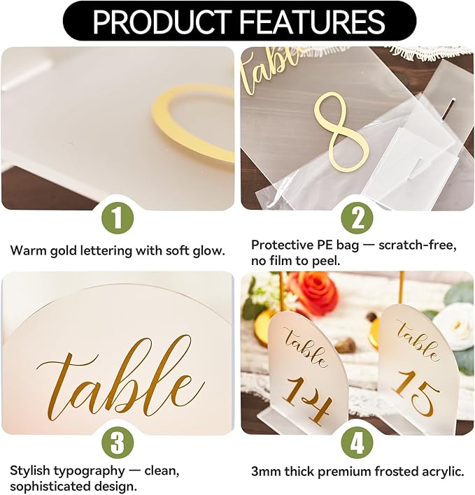 SHINVALE Arch Acrylic Wedding Table Numbers 1-15 - Image 4