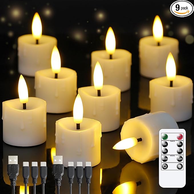 Rechargeable Flameless 1.6" x2.5" Tea Light Candles by Yeelida