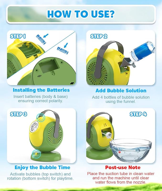 Bubble Machine, Automatic Bubbles Blower, 360° Rotation, 75° Adjustment - Image 6