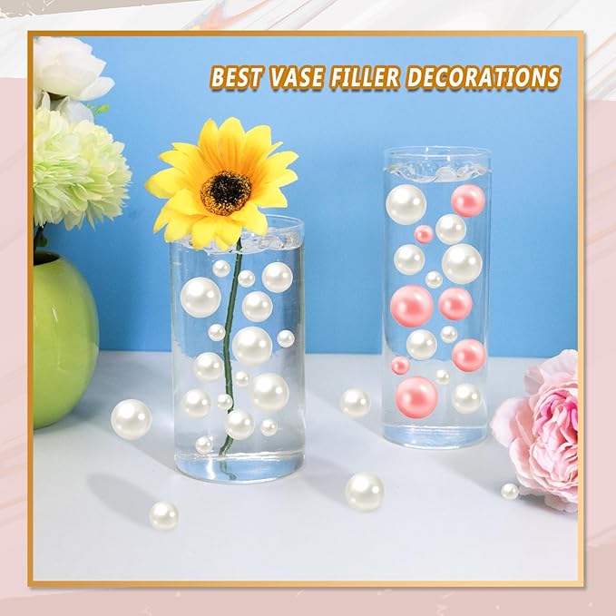 300Pcs Vase Filler Ivory No Hole Faux Pearl Beads - Image 5