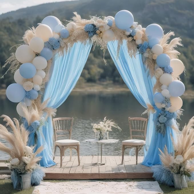 DUOBAO 2 Panels Chiffon Curtains 29"x108" Sheer Backdrop Drape Beach Curtain - Image 5