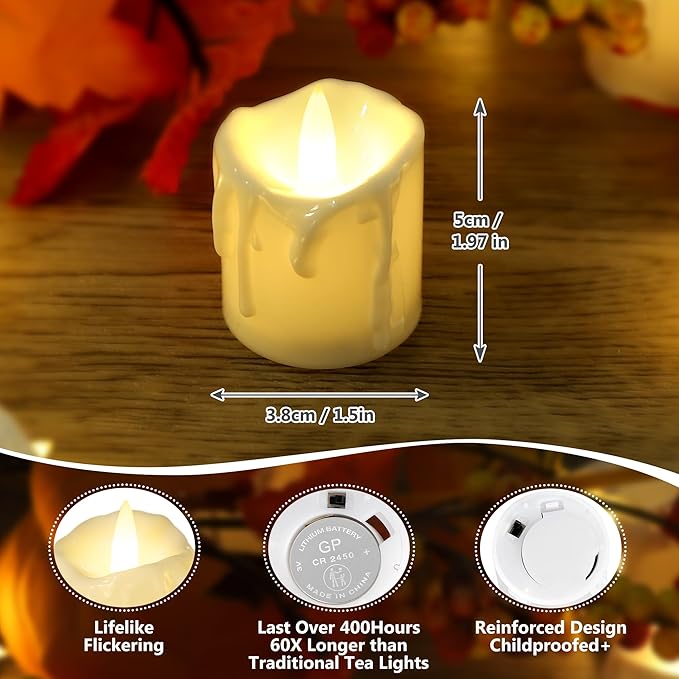 Topstone 12pcs Flickering Flameless Candles, Battery Operated LED Candles - Image 3