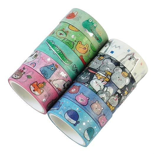 20 Rolls Cute Animals Washi Tape Set, DIY Arts Crafts, Scrapbooking, Holiday - Image 3