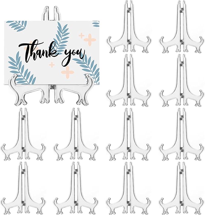12 Pack 3 Inch Clear Plastic Easels or Stand/Plate Holders to Display Pictures by LonlyEagle