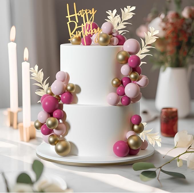 MIAHART Ball Cake Toppers Boho Grass Cake Topper Ball Cake Insert Decoration - Image 3