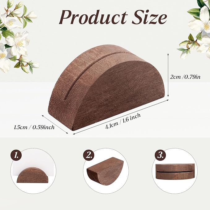 50 Pcs Wooden Table Number Stands, Semicircular Wedding Place Card Holders - Image 3