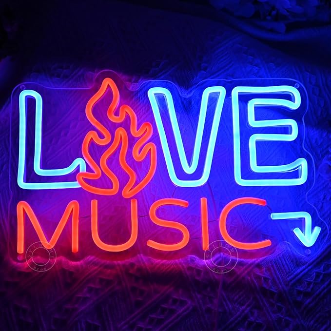 SYLHOME Live Music Led Neon Light Sign Fire Hot Bar Pub Music Studio Club - Image 3