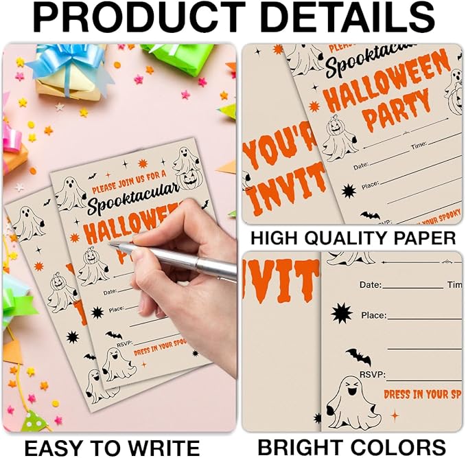 Halloween Party Invitations, Ghost Spooktacular Halloween Party Fill in Invites - Image 3