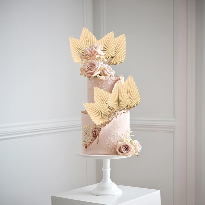 Ephlyn 6Pcs Paper Palm Fan Cake Topper Palm Spear Leaves Fan Cake Pick - Image 7