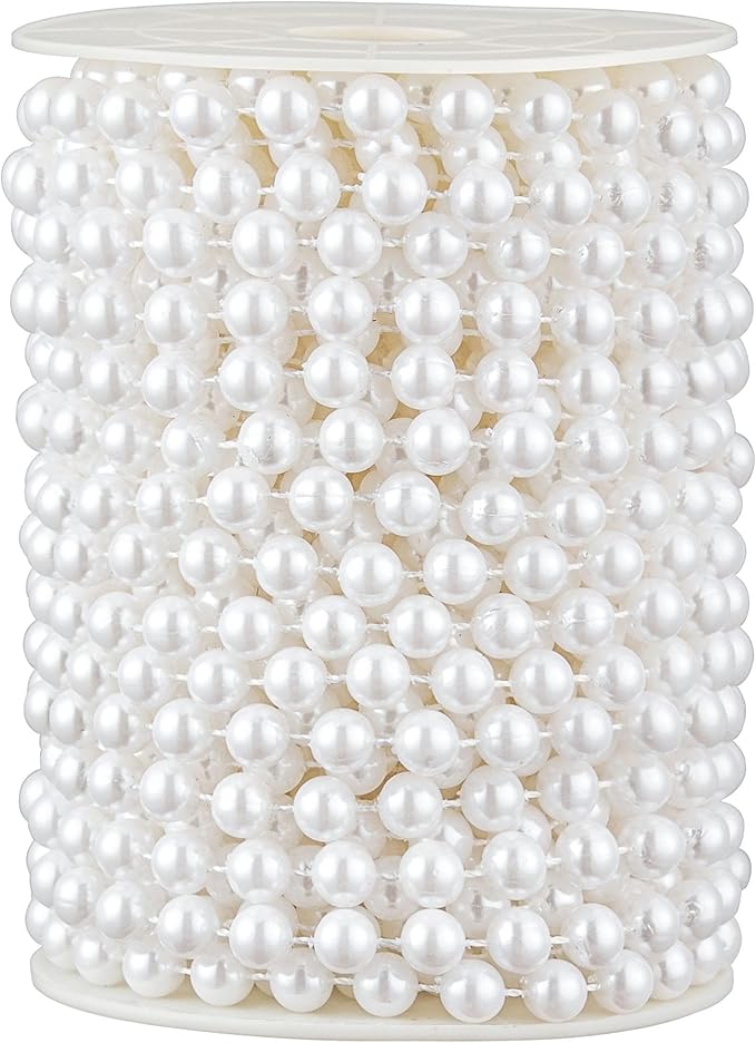 48 Feet Faux Pearl Beads Garland 8mm Craft String Pearls by Unknown