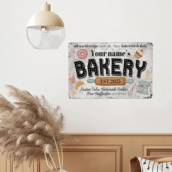 Custom Bakery Metal Sign Personalized Baked Goods Bakers Signs Decor Fresh - Image 5