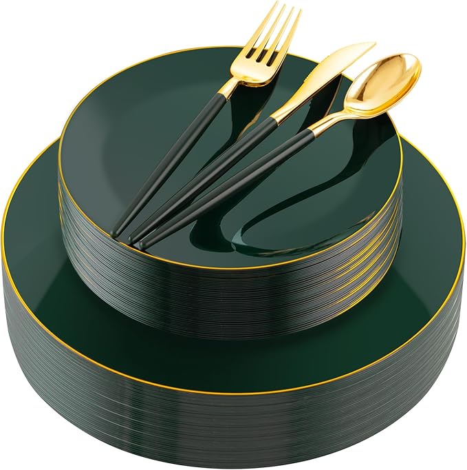 Liacere 150PCS Green Plastic Plates by Liacere