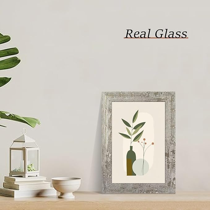 6x9 Picture Frame Set of 4, High Definition Glass Distressed Moss Green Frame - Image 3