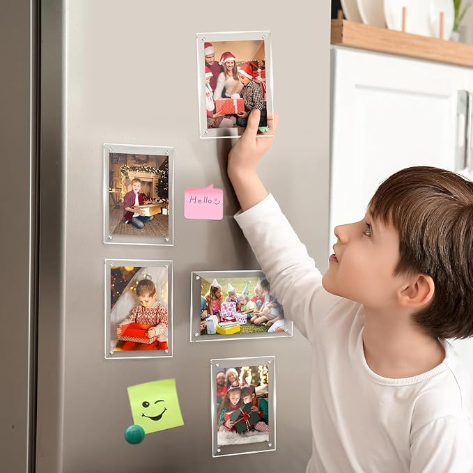 4 Pack Magnetic Picture Frames for Refrigerator 4x6, Acrylic Fridge Magnet Frame - Image 6