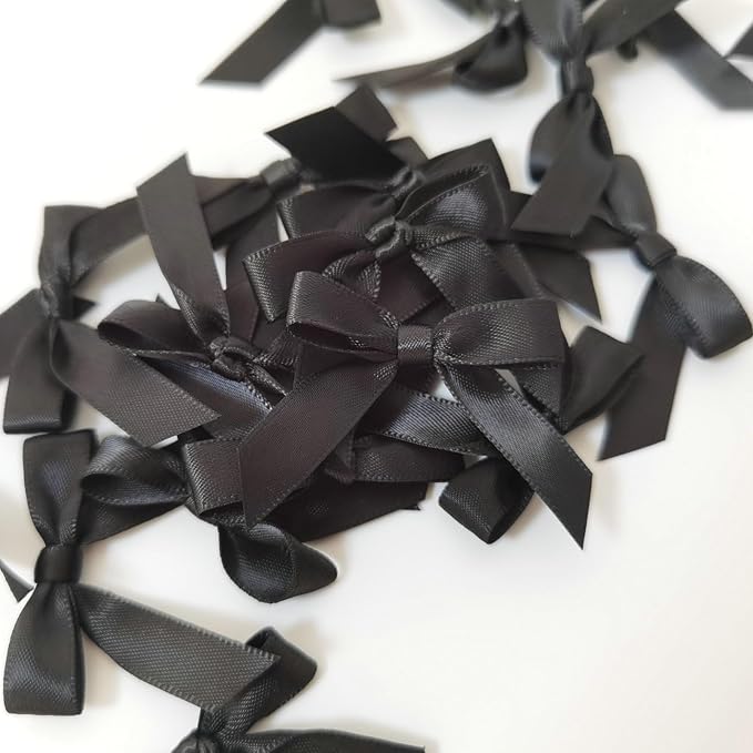 50pcs 1-1/2" Mini Black Satin Ribbon Bows Without Twist Ties - Image 7