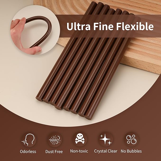 MATUFF Brown hot Glue Sticks Full Size 0.43” Dia x 8” Long, All-Purpose Colored - Image 3
