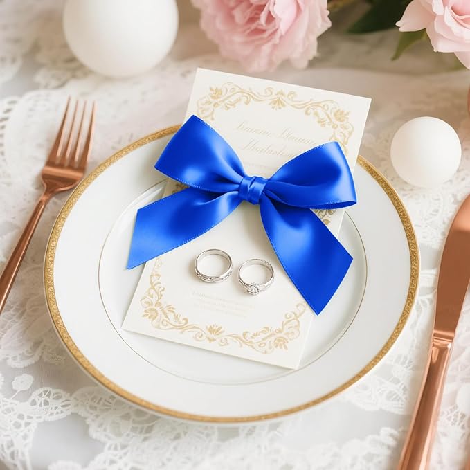 Double Faced Royal Blue Satin Ribbon, Wedding Decor, Bow Making, Gift Package - Image 4