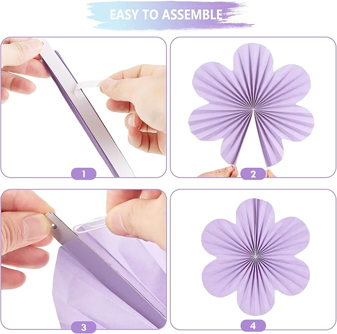 SUNBEAUTY 9 PCS Flower Party Decorations Paper Fans Classroom Decoration Paper - Image 3