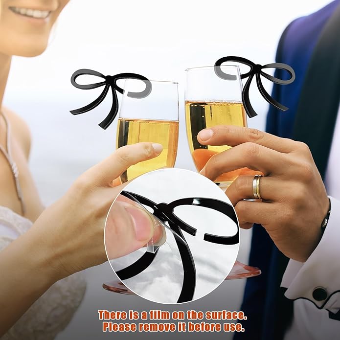 60 Pcs Acrylic Bowknot Wine Glass Charms, Birthday & Engagement Parties - Image 4