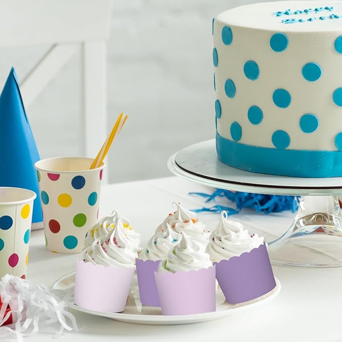 Whaline 120Pcs Purple Paper Baking Cups Scalloped Edge Cupcake Wrappers - Image 6