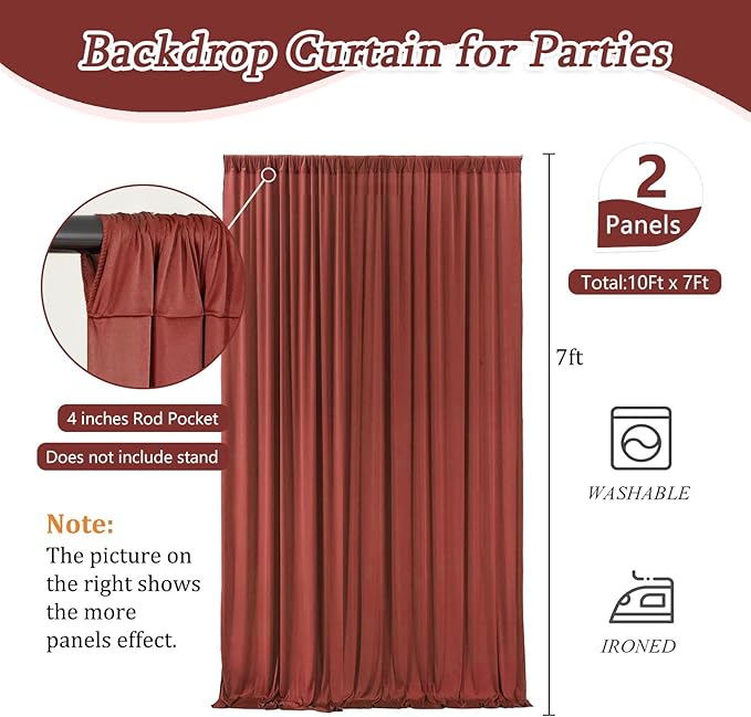 10 x 7 Feet Rust Backdrop Curtain - Image 2
