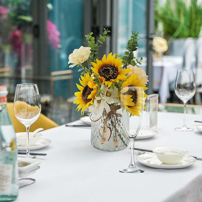 Fake Flowers in Vase, Artificial Sunflower Bouquets in Vase - Image 9
