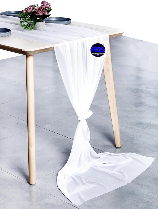 MDS 15 Pack 10ft Chiffon Table Runner 29 x 120 Inches Sheer Wedding Runner - Image 5