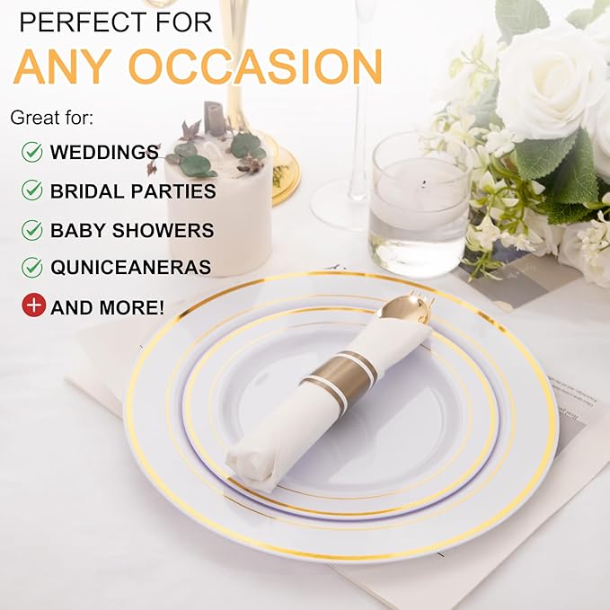 400PCS Pre Rolled Gold Plastic Silverware Sets - Image 5