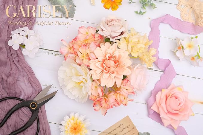 Artificial Flowers Combo, Mix Silk Flowers Roses, Dahlias - Image 5