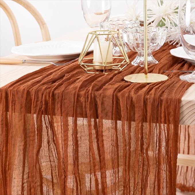 MLMW 10 Pack Fall Thanksgiving Table Runner Cheesecloth Autumn Harvest Rust by MLMW