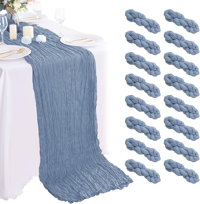 16PCS Dusty Blue Cheesecloth Table Runner 10FT Table Runner Cheesecloth by AIRIT+LOVELY