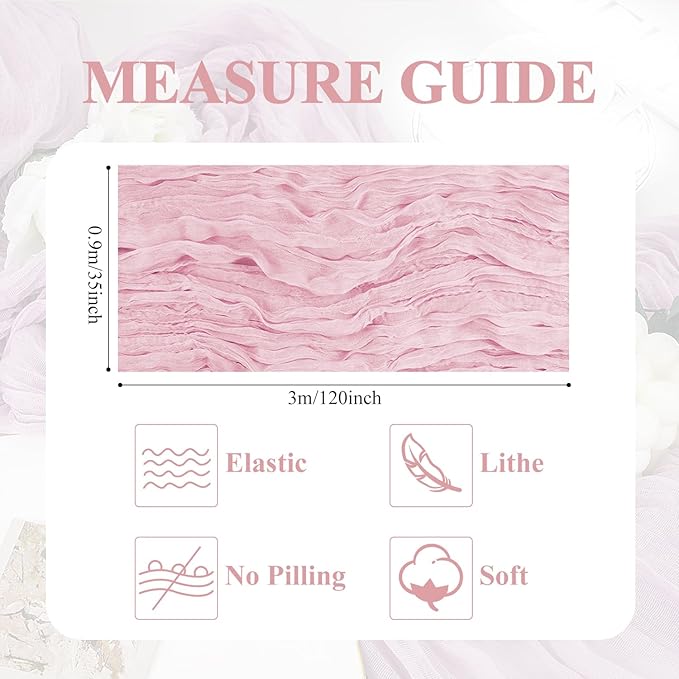 Asee'm Cheesecloth Table Runner 120 Inches Blushing Pink Boho Gauze Cheese - Image 2