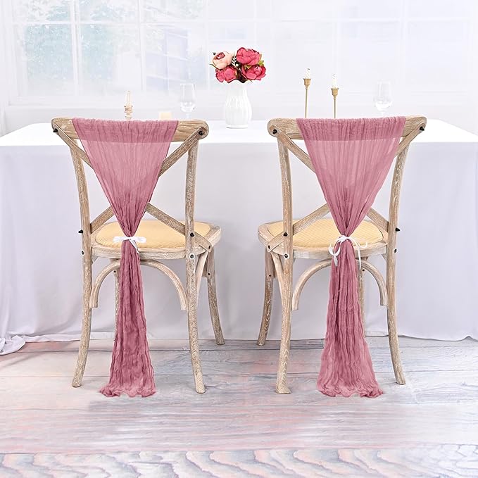 50 PCS Cheesecloth Chair Sashes Bows Wedding Aisle Decorations Chair Ribbon - Image 5