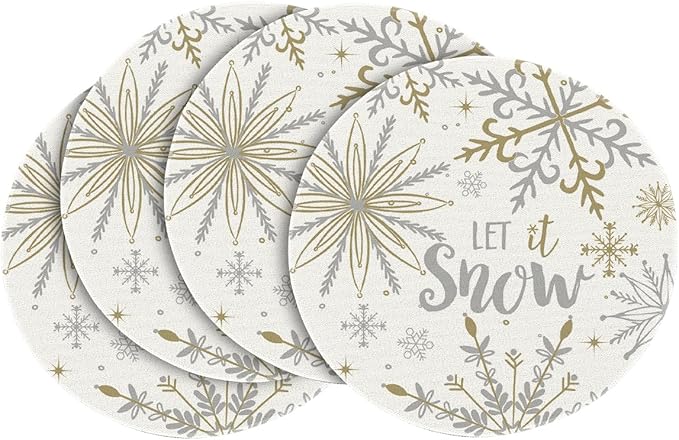 Artoid Mode Beige Snowflake Let It Snow Winter Placemats Set of 4, 15 Inch by ArtoidMode