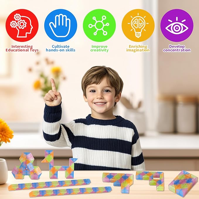 30pcs Bulk Fidget Glow in the Dark Snake Cube, Party Favors, Goody Bag - Image 4