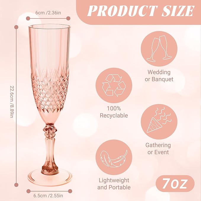 Plastic Champagne Flutes, for Weddings Bachelor Parties Toasting and Events - Image 2