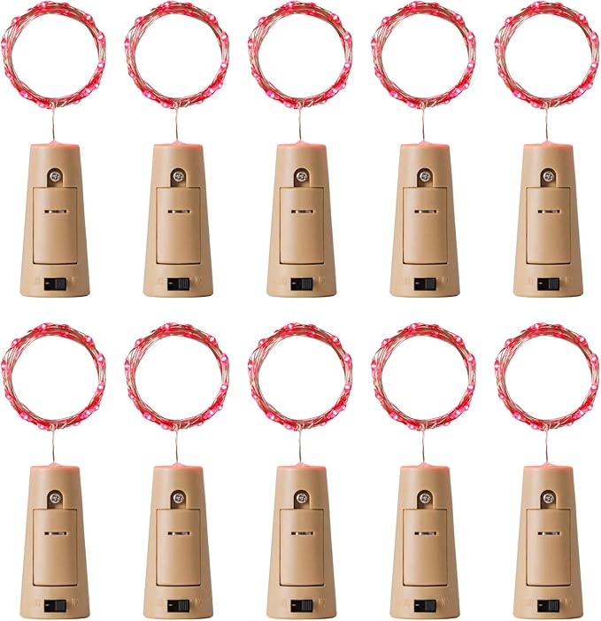 Aluan Wine Bottle Lights with Cork 10 Pack 20 LED Christmas Mini Fairy Lights by Aluan