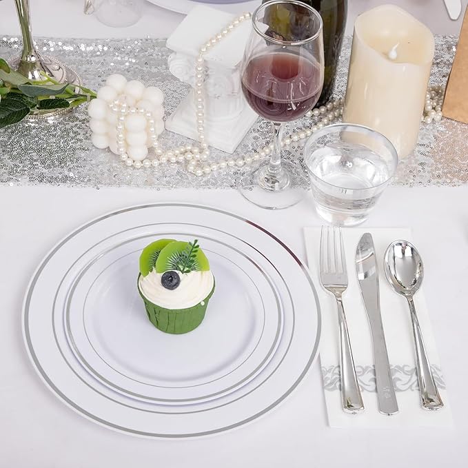 SUT 600PCS Silver Plastic Silverware, Plastic Silverware Heavy Duty, Disposable - Image 5